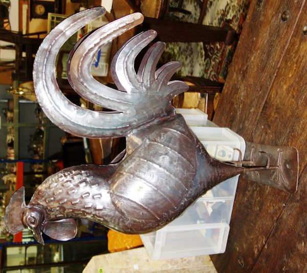 A 20th century large metal figure of a cockerel, 80cm high.