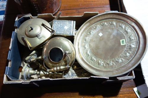 A quantity of brass ware including two fenders and sundry. (qty)