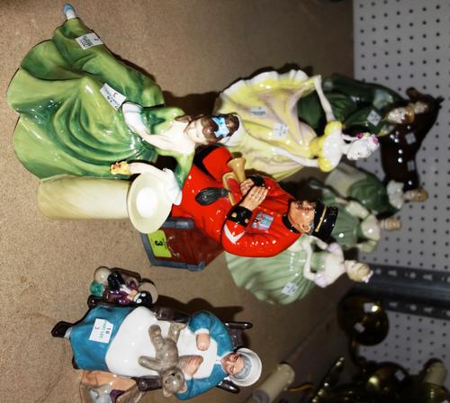 A group of nine Royal Doulton ceramic figures and a Beswick model of a horse. (10)