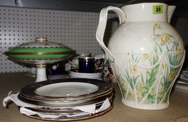 A quantity of dinner and tea wares, including green and gilt part dinner service and a T.G Goode service and Imari pattern tea wares.
