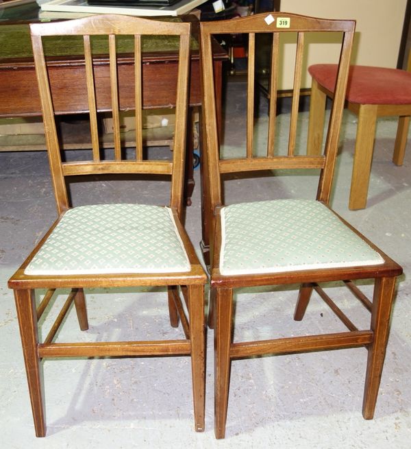 A pair of Edwardian mahogany inlaid bedroom chairs. (2)
