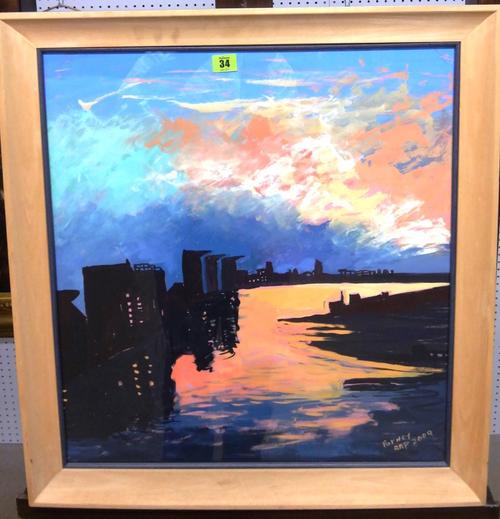 R** N** P** (contemporary), Putney, gouache, signed with initials, inscribed and dated 2009.