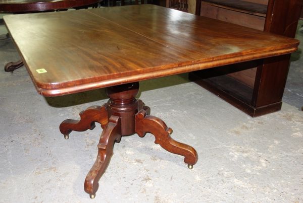 A 19th century mahogany rectangular tilt top table, 119cm wide.