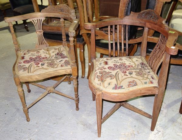 Two late 19th century corner chairs. (2)