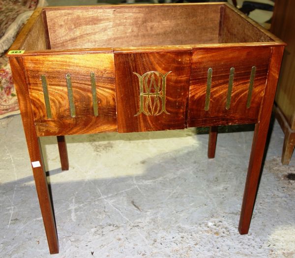 A rectangular mahogany jardiniere stand by William Merton, 61cm wide.