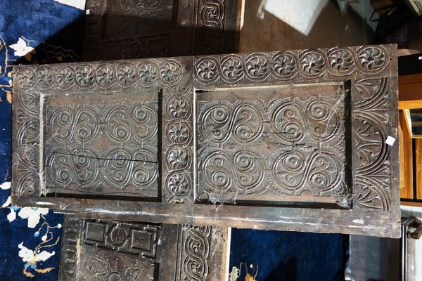 Two 18th century carved oak panel fragments.