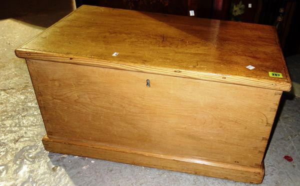 A 19th century small stripped pine trunk 69cms wide