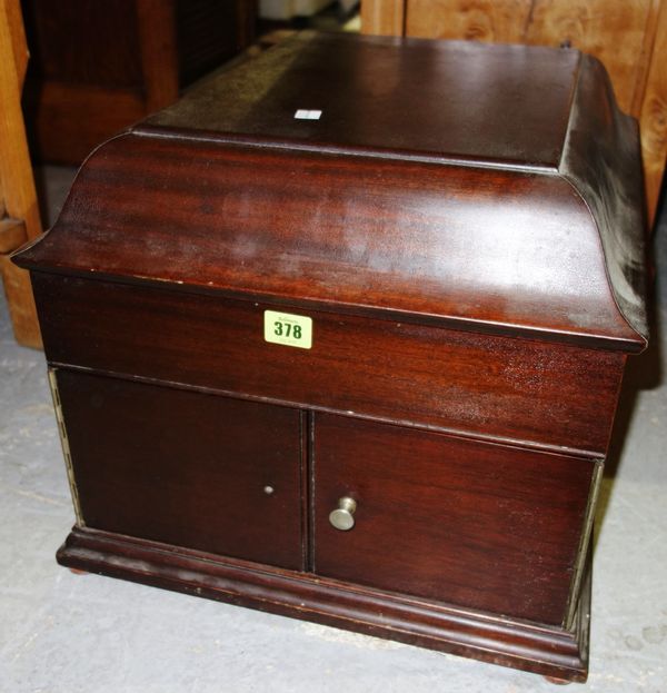 A HMV mahogany cased table top gramophone.