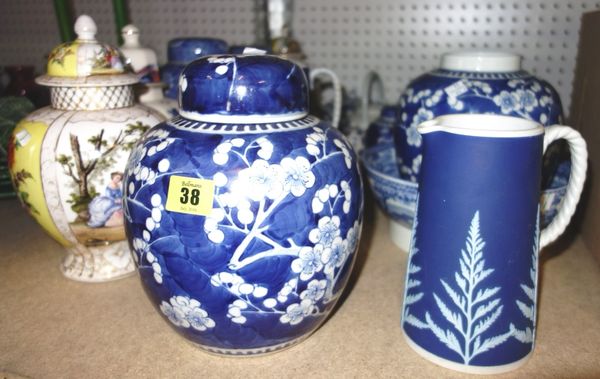 A quantity of ceramics including blue and white ginger jars, Jasperware jugs, bowls, vases and sundry.