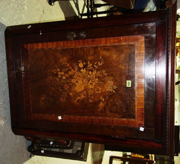 A 19th century and later walnut and inlaid hanging corner cupboard,  75cm wide.