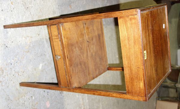 An oak square two tier night stand, 34.5 cm wide.