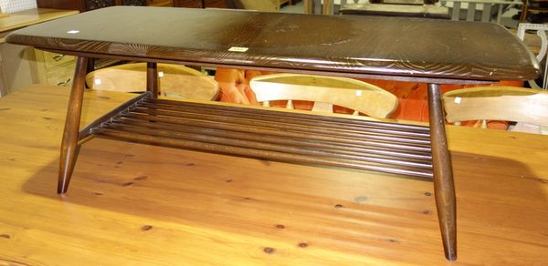 A 20th century Ercol rectangular oak coffee table, 104cm wide.