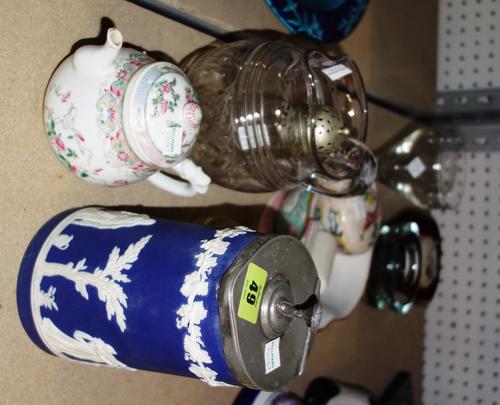 A quantity of ceramics and glass, including Oriental bowls, a Jasperware tea pot, glass jugs and sundry. (qty)