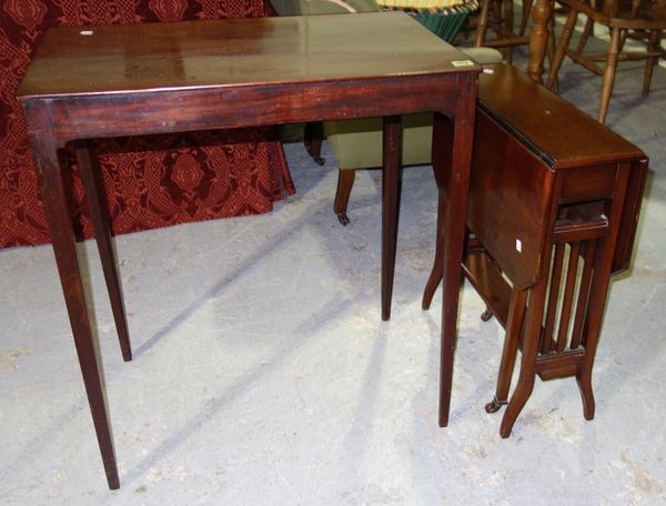 A 19th century mahogany rectangular table, 68.5cm wide and a Sutherland table, 56cm wide (2).