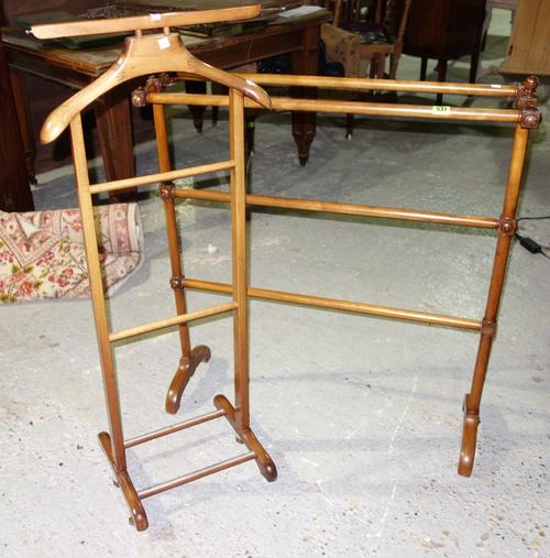 A 19th century mahogany towel rail and a 20th century mahogany clothes stand. (2)
