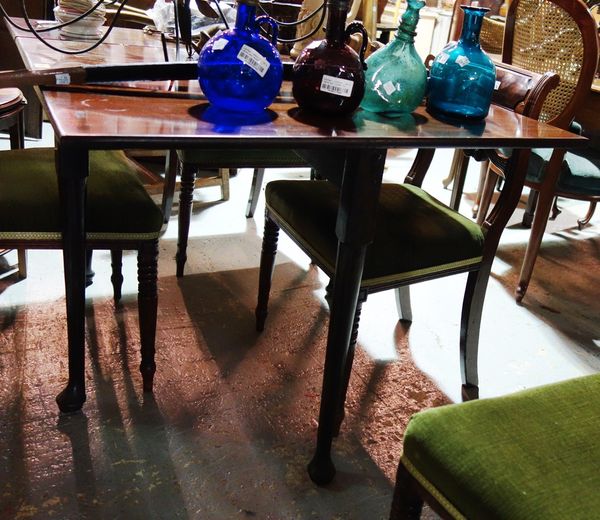 A 18th century mahogany drop flap dining table.