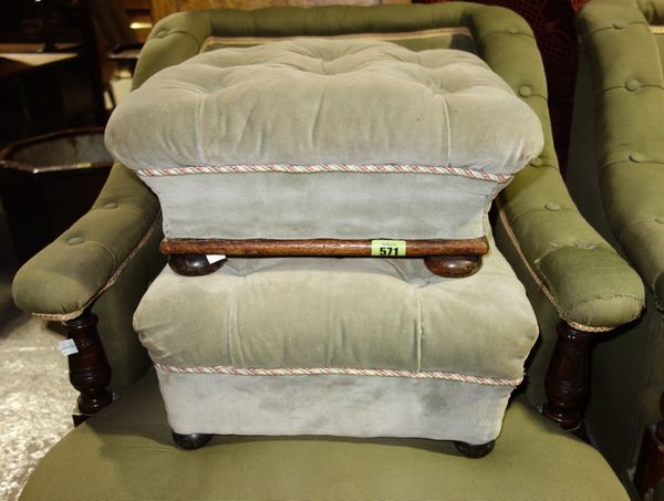 A similar pair of green upholstered stools. (2)