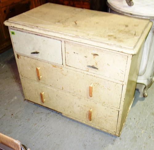 A 20th century pine white painted chest of two short and two long drawers, 83.5cm wide.