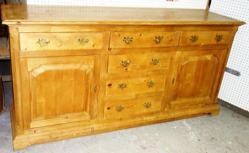 A large 19th century pine dresser base, 189 cm wide.