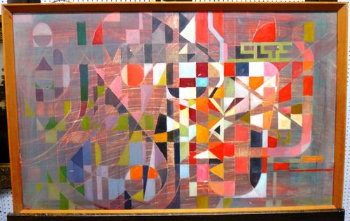 Barry Davis (20th century), Abstract, oil on board, signed and dated 1983.