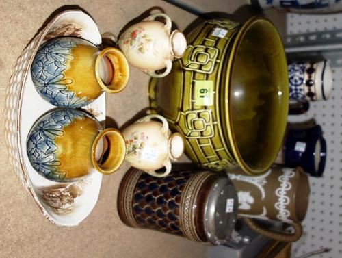 A group of ceramics, including Doulton vases, jugs, a Wedgwood jug, Worcester blush vases and sundry. (qty)