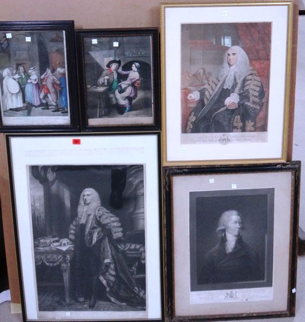 A quantity of assorted mezzotints, prints and engravings, mainly of figurative and portrait subjects including Edward Lord Thurlow, the Rt Hon Henry A