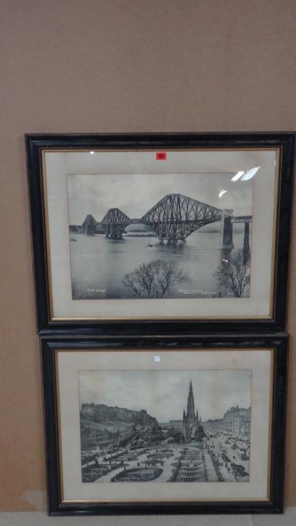 A pair of photographic prints of the Forth Bridge and Princes Street, Edinburgh.(2)