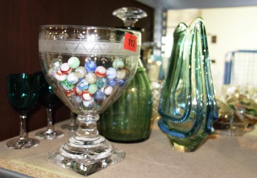 A quantity of mainly 20th century glass, including decanters, cut glass bowls, drinking glasses and sundry. (qty)