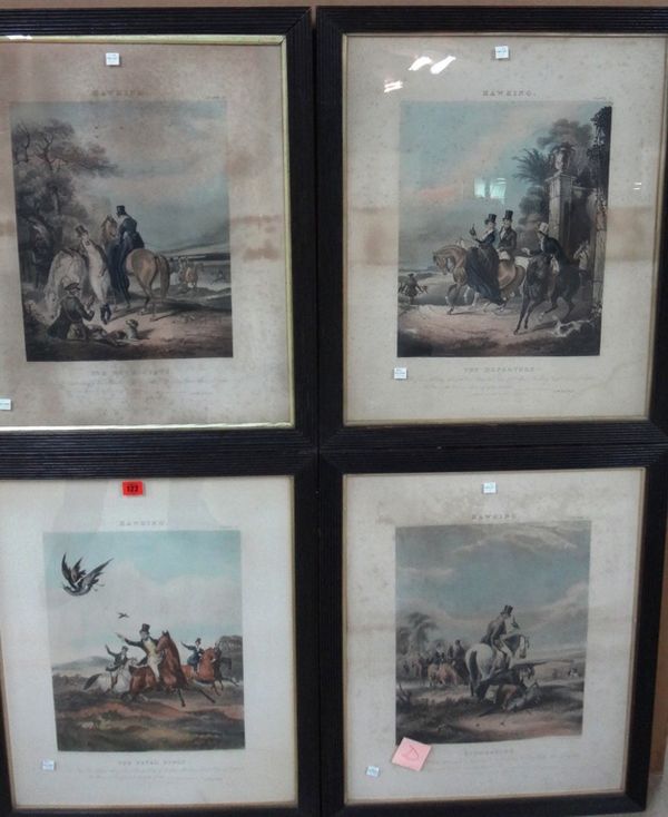 After Francis Calcraft Turner, Hawking, a set of four aquatints by R.G. Reeve, with hand colouring.(4)