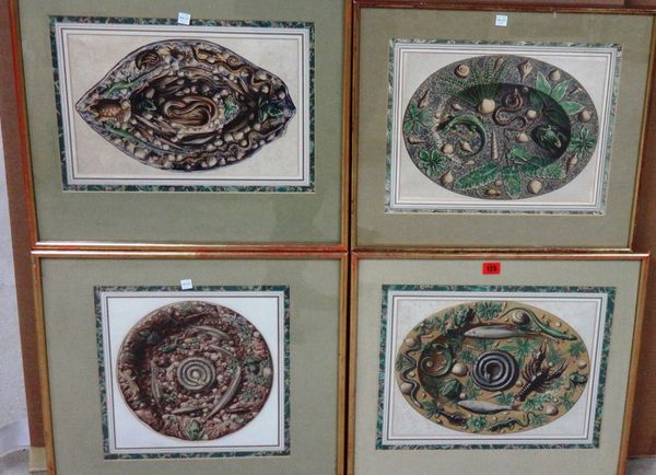 A group of Palissy plate designs, four chromolithographs.(4)
