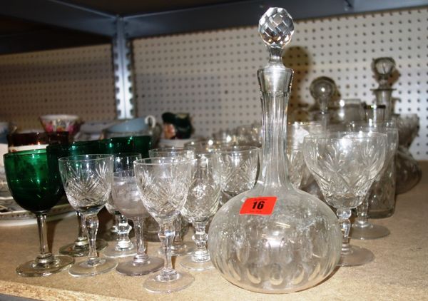 A quantity of assorted 19th century and later cut glass, including decanters, drinking glasses and sundry. (qty)