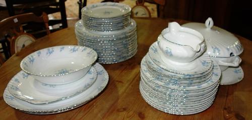 A 'Royal Tettau' blue and white floral decorated part dinner service. (qty)