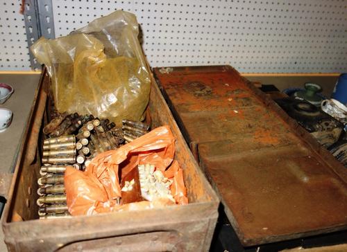 A quantity of 20th century shell casings of assorted sizes, contained in an ammunition box. (qty)