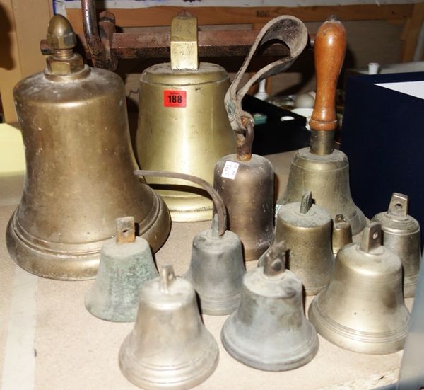 A quantity of assorted 19th century and later bells. (qty)