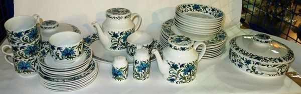 A 20th century Midwinter part dinner service, with turquoise floral decoration, and a small coffee service. (qty)
