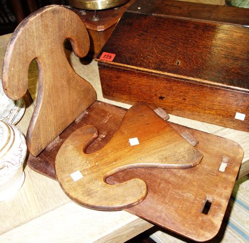 A small oak slope top box and a mahogany book stand. (2)