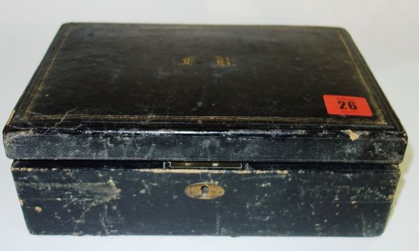 A quantity of costume jewellery contained in a leather jewellery box. (qty)