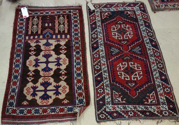 A Baluchistan rug and a Baluchistan prayer rug, (2).