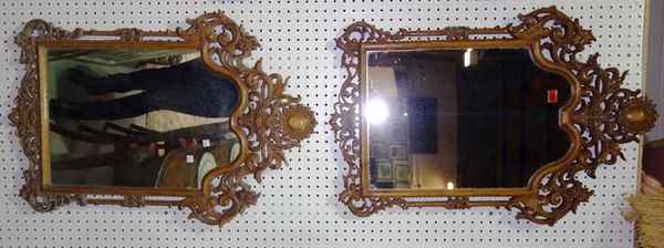 A pair of 20th century hardwood cased wall mirrors. (2)