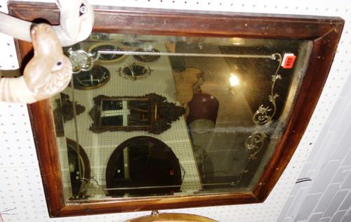 An early 20th century pub mirror with etched decoration, 63cm wide x 71cm high