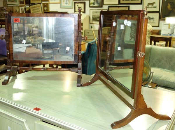 A 19th century mahogany swing frame toilet mirror and another. (2)