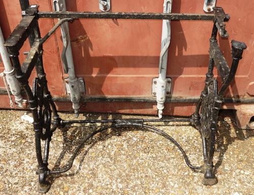 A cast iron table base.