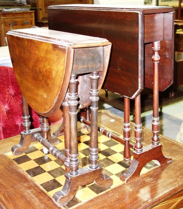 A walnut Sutherland table and a mahogany Sutherland table. (2)