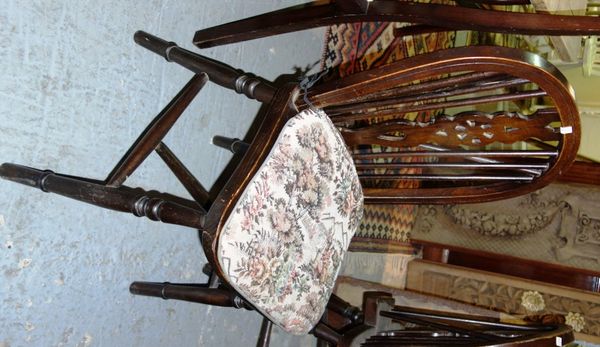 A matched set of eight early 19th century and later ash and elm wheel back scullery chairs. (8)