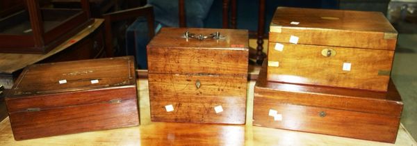 A group of four 19th century boxes, including rosewood, walnut and mahogany examples. (4)