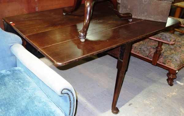 A mid 18th century mahogany drop flap dining table, 122cm wide.