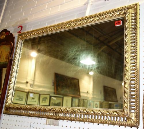 A 19th century mahogany pole screen, together with a modern tripod table and a gilt wall mirror. (3)