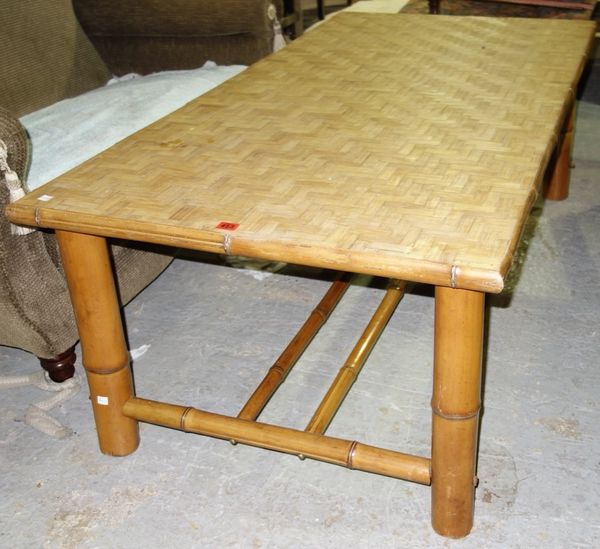 A 20th century bamboo rectangular coffee table, 150cm wide.