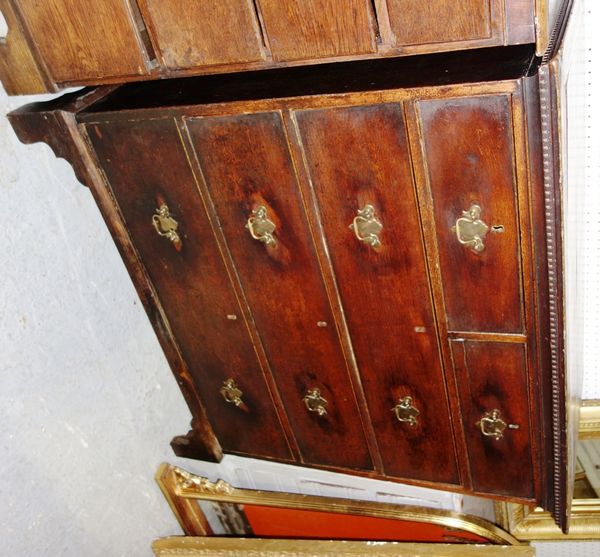 A 19th century oak chest of two short and three long drawers, 112cm wide.