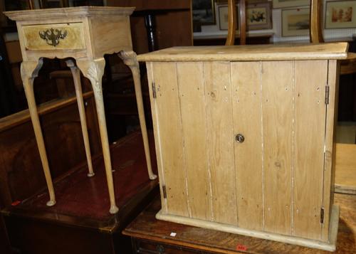 A small pine cupboard, 66cm wide  and a bedside table, 34cm wide (2)